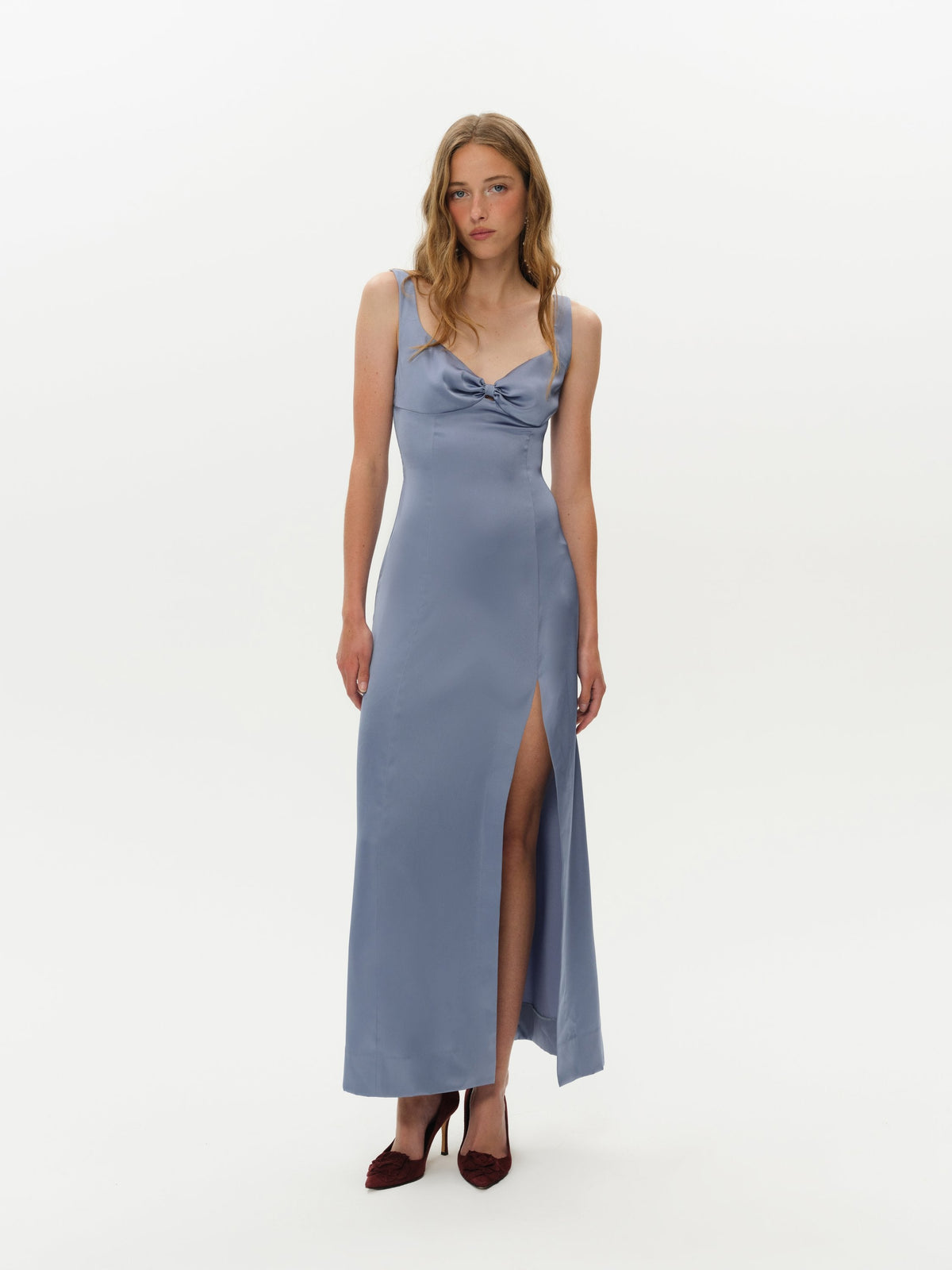 Margo Maxi Dress and Shawl Set Dusty Blue - For Love & Lemons