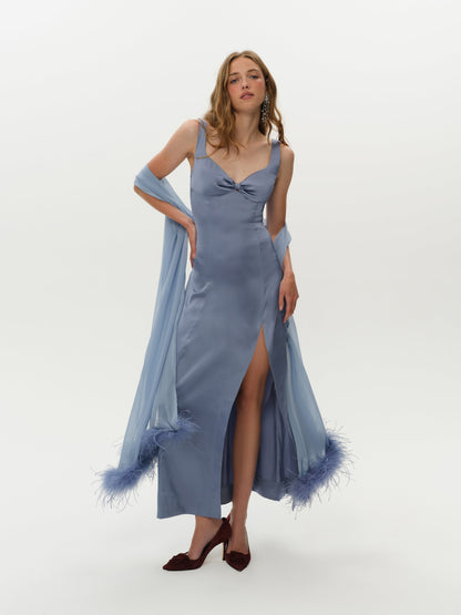 Margo Maxi Dress and Shawl Set Dusty Blue - For Love & Lemons