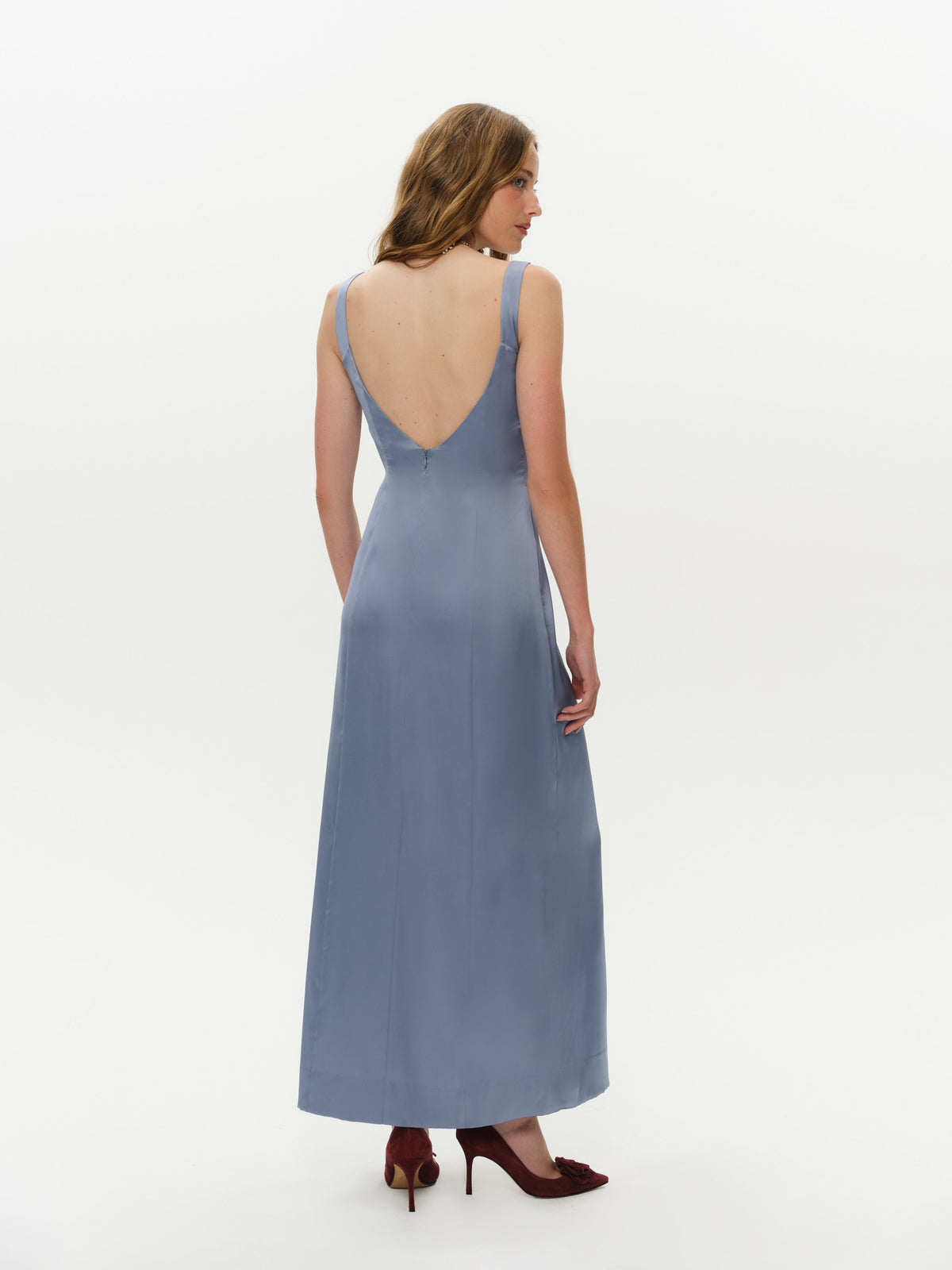 Margo Maxi Dress and Shawl Set Dusty Blue - For Love & Lemons