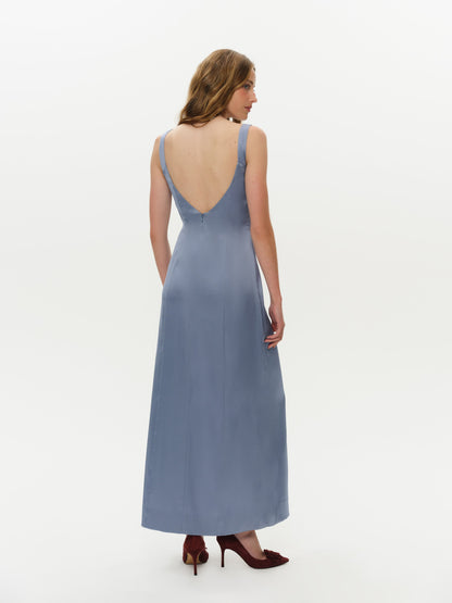 Margo Maxi Dress and Shawl Set Dusty Blue - For Love & Lemons