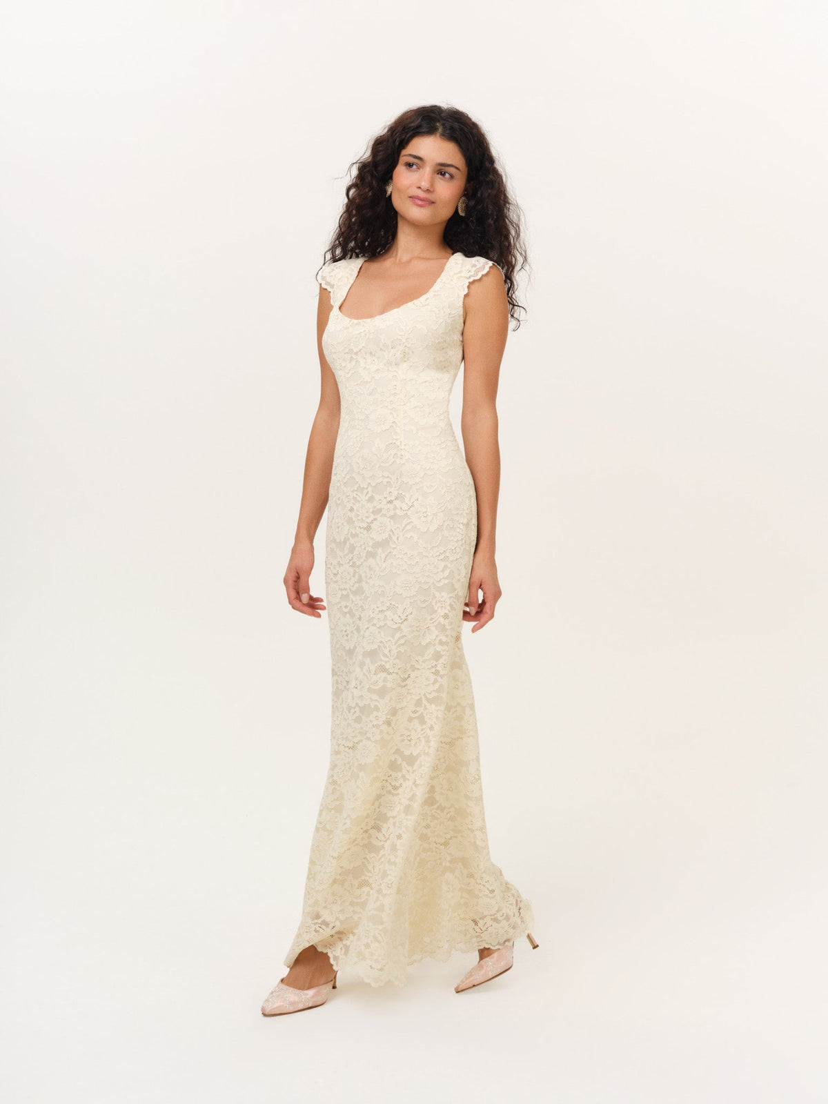 Cottage Lace Maxi Dress Pale Yellow - For Love & Lemons