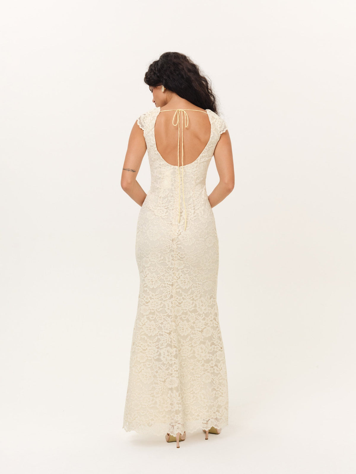 Cottage Lace Maxi Dress Pale Yellow - For Love & Lemons