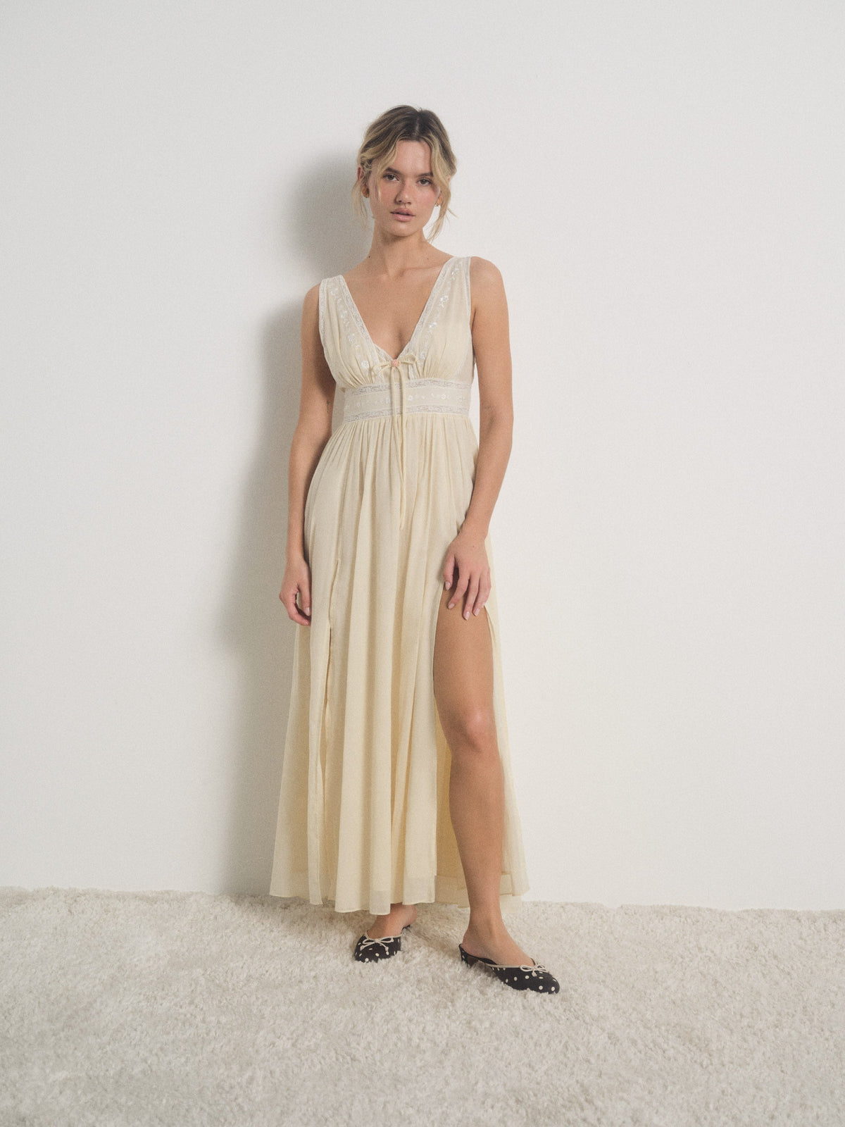Lisa Maxi Slip Dress Vintage Cream - For Love & Lemons