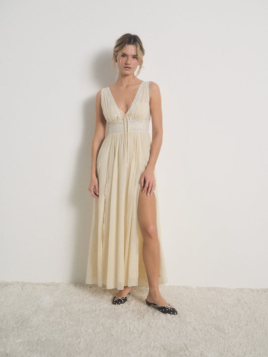 Lisa Maxi Slip Dress Vintage Cream - For Love & Lemons