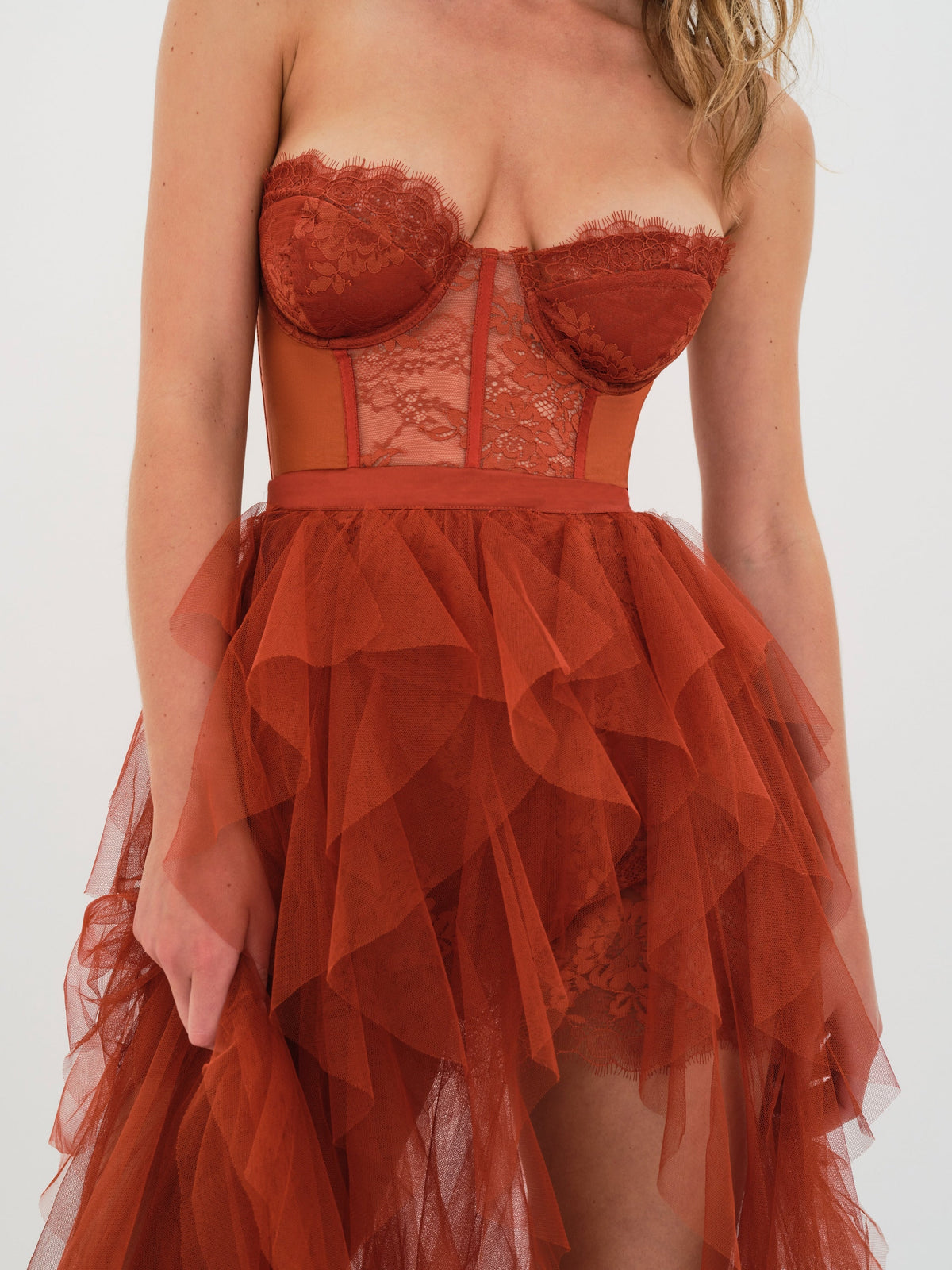 Bustier Gown Rust - For Love & Lemons