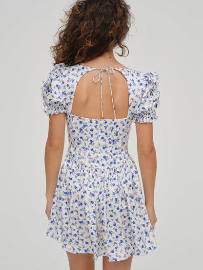 Paulina Puff Sleeve Dress Blue - For Love & Lemons