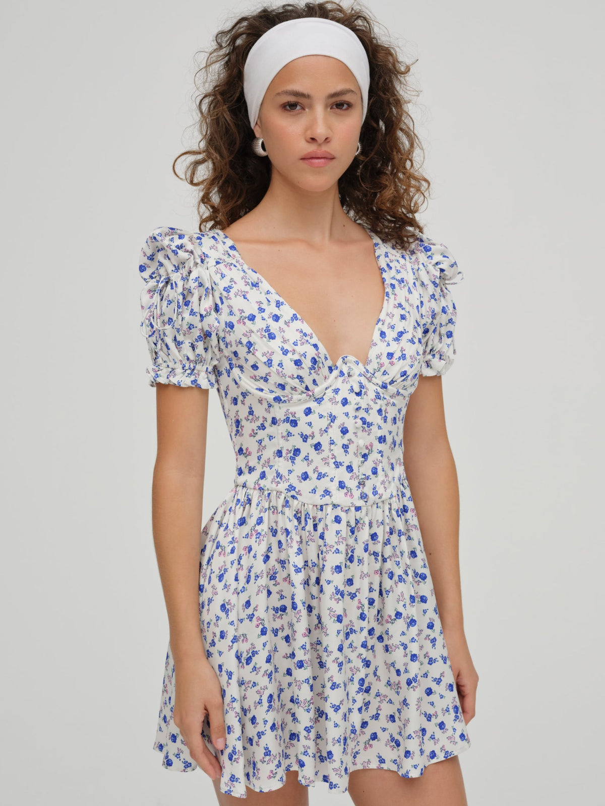 Paulina Puff Sleeve Dress Blue - For Love & Lemons