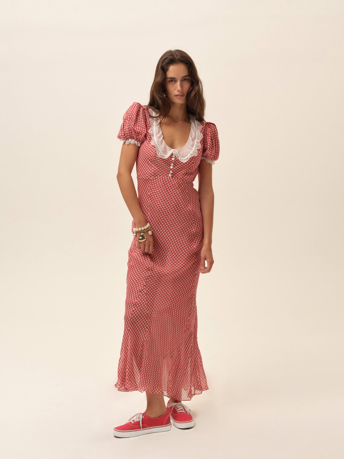 Bradford Gingham Maxi Dress Red - For Love & Lemons