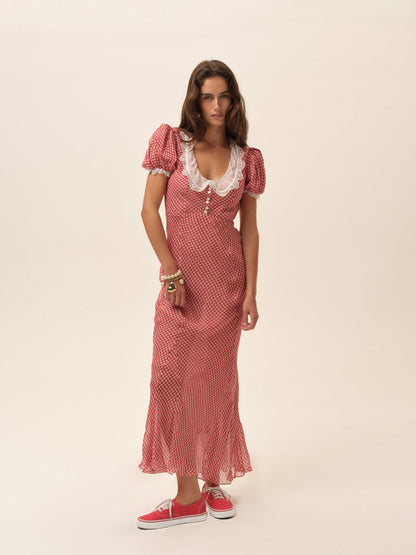 Bradford Gingham Maxi Dress Red - For Love & Lemons
