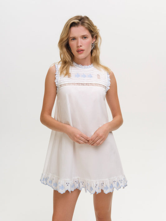 Poppy Poplin Mini Dress White - For Love & Lemons