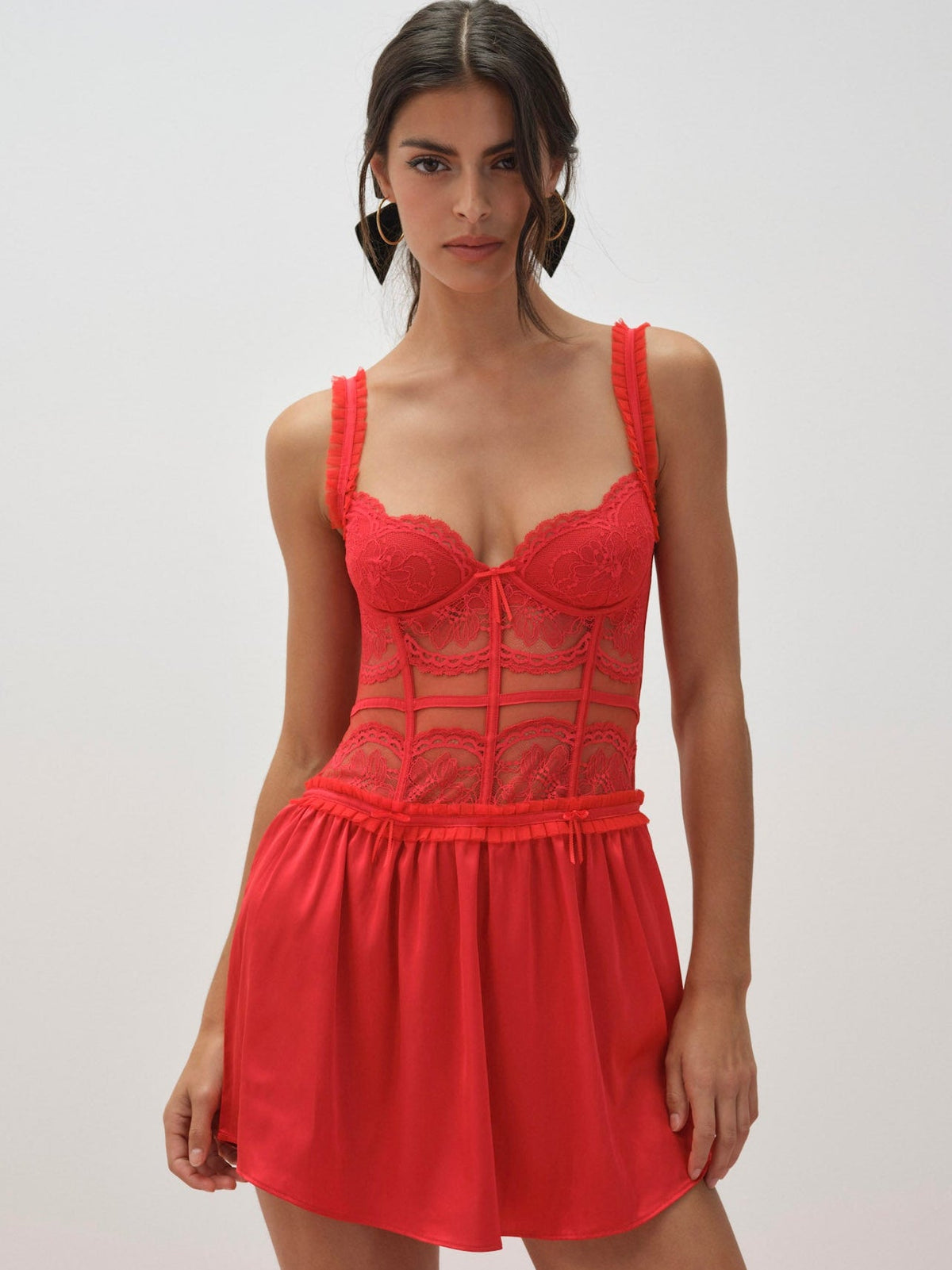 Fiona Lace Slip Dress Red - For Love & Lemons
