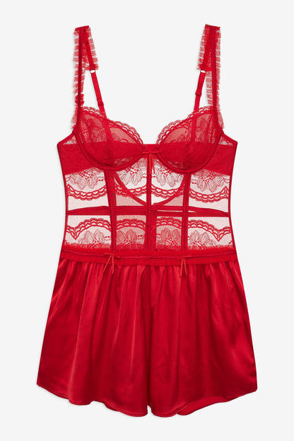 Fiona Lace Slip Dress Red - For Love & Lemons