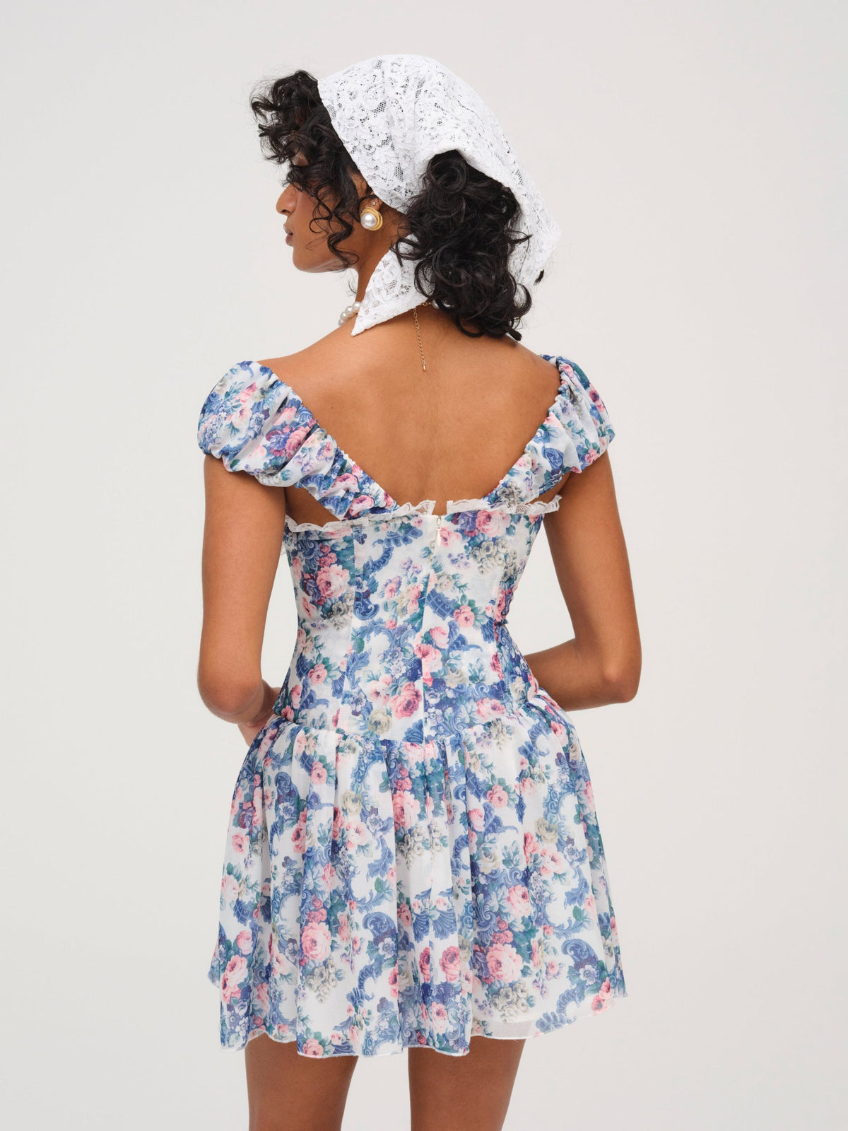 Audrey Floral Mini Dress Blue - For Love & Lemons