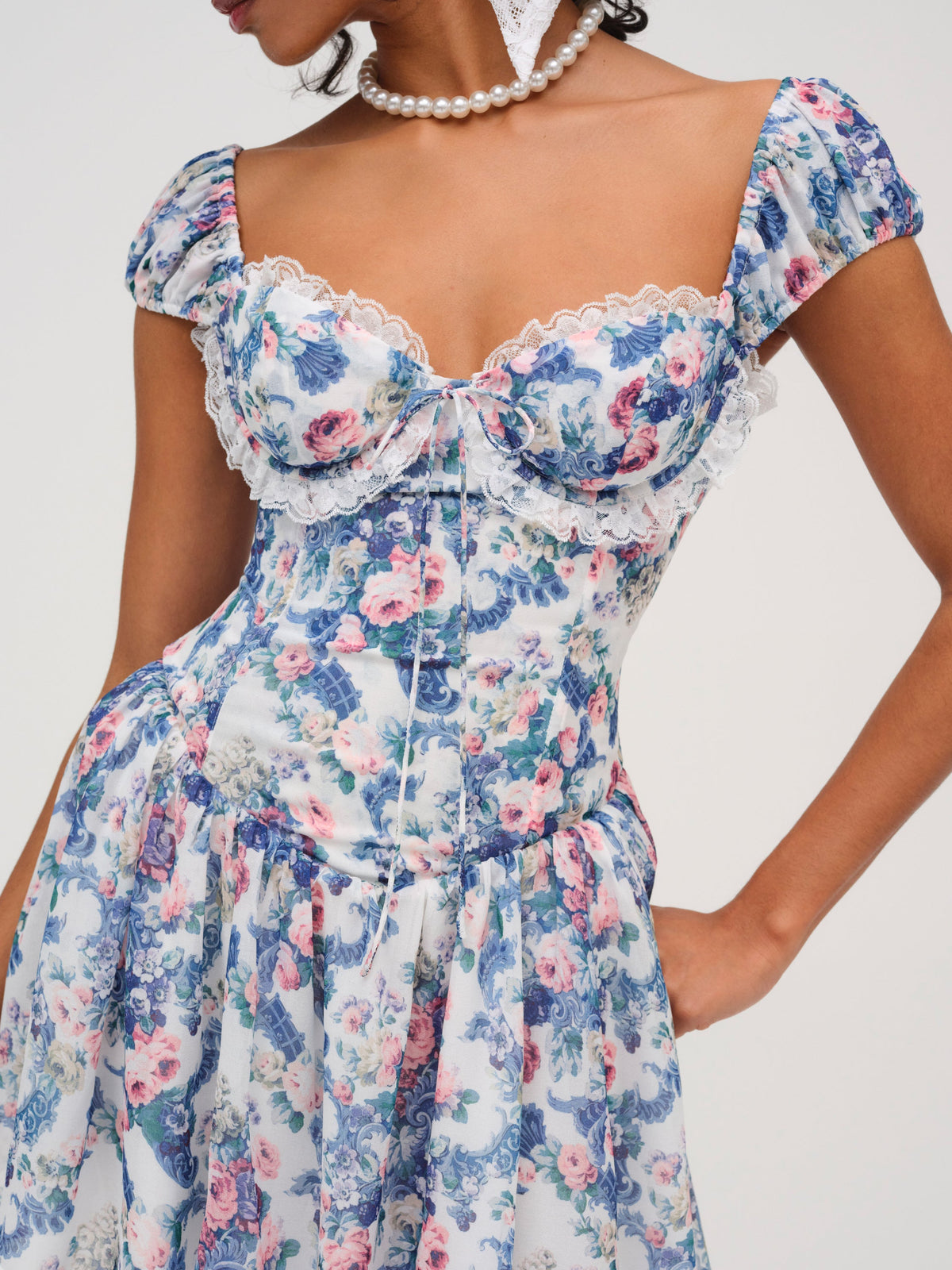 Audrey Floral Mini Dress Blue - For Love & Lemons