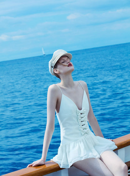 Josie Micro Mini Dress Cream - For Love & Lemons