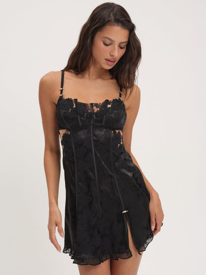 Blissful Blooms Slip Dress Black - For Love & Lemons