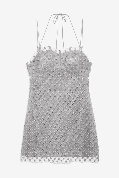 Dazzle Me Slip Dress Silver - For Love & Lemons