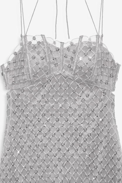 Dazzle Me Slip Dress Silver - For Love & Lemons