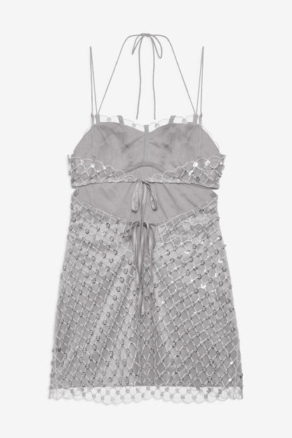 Dazzle Me Slip Dress Silver - For Love & Lemons