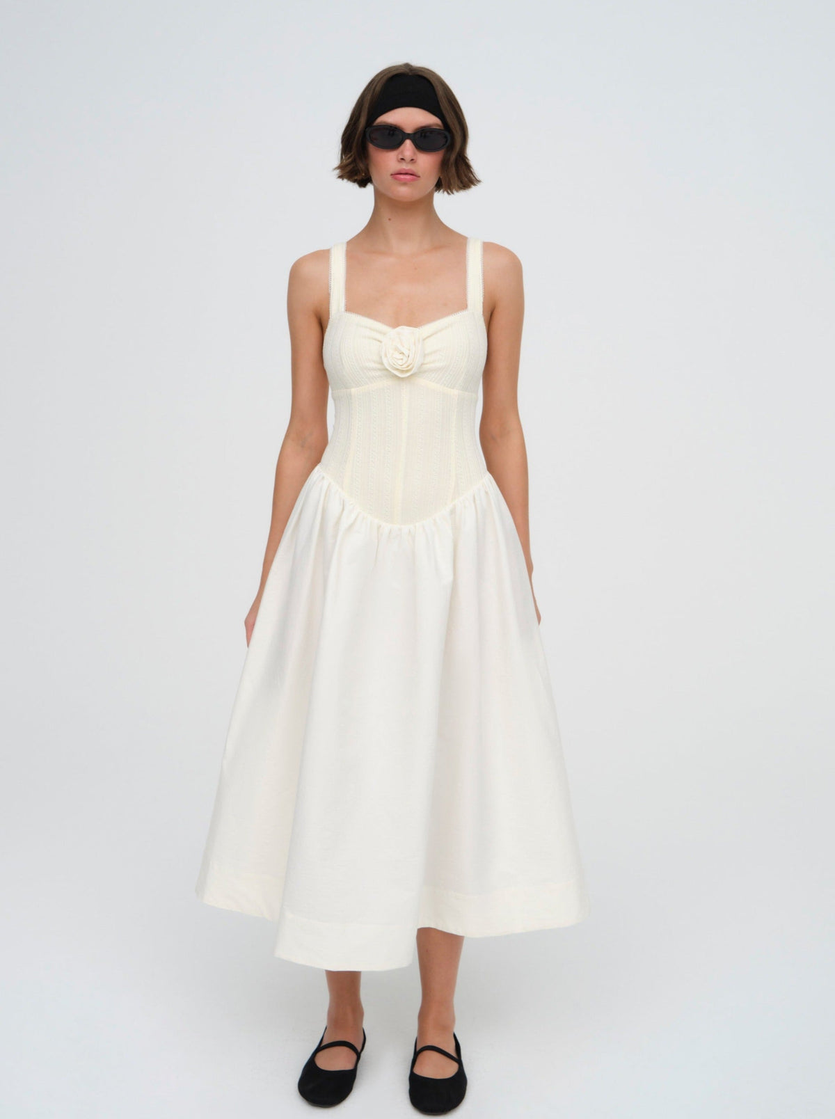 Billie Pointelle Midi Dress Cream - For Love & Lemons