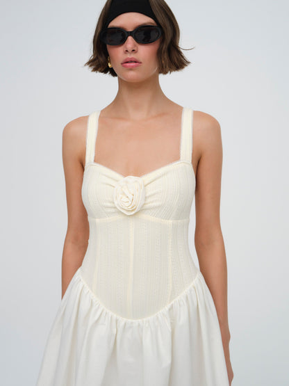 Billie Pointelle Midi Dress Cream - For Love & Lemons