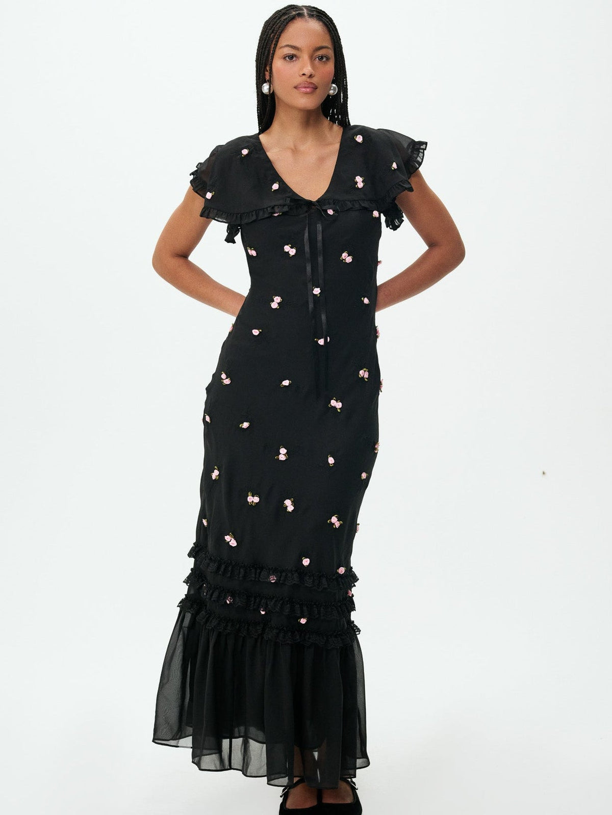 Rose Vine Maxi Dress Black - For Love & Lemons