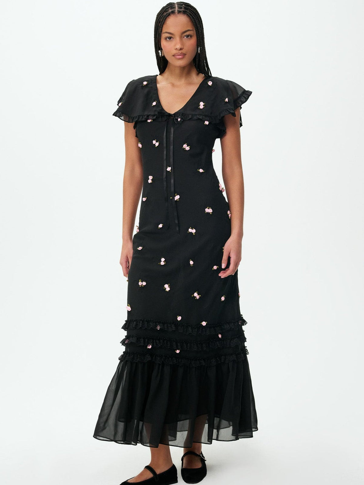 Rose Vine Maxi Dress Black - For Love & Lemons