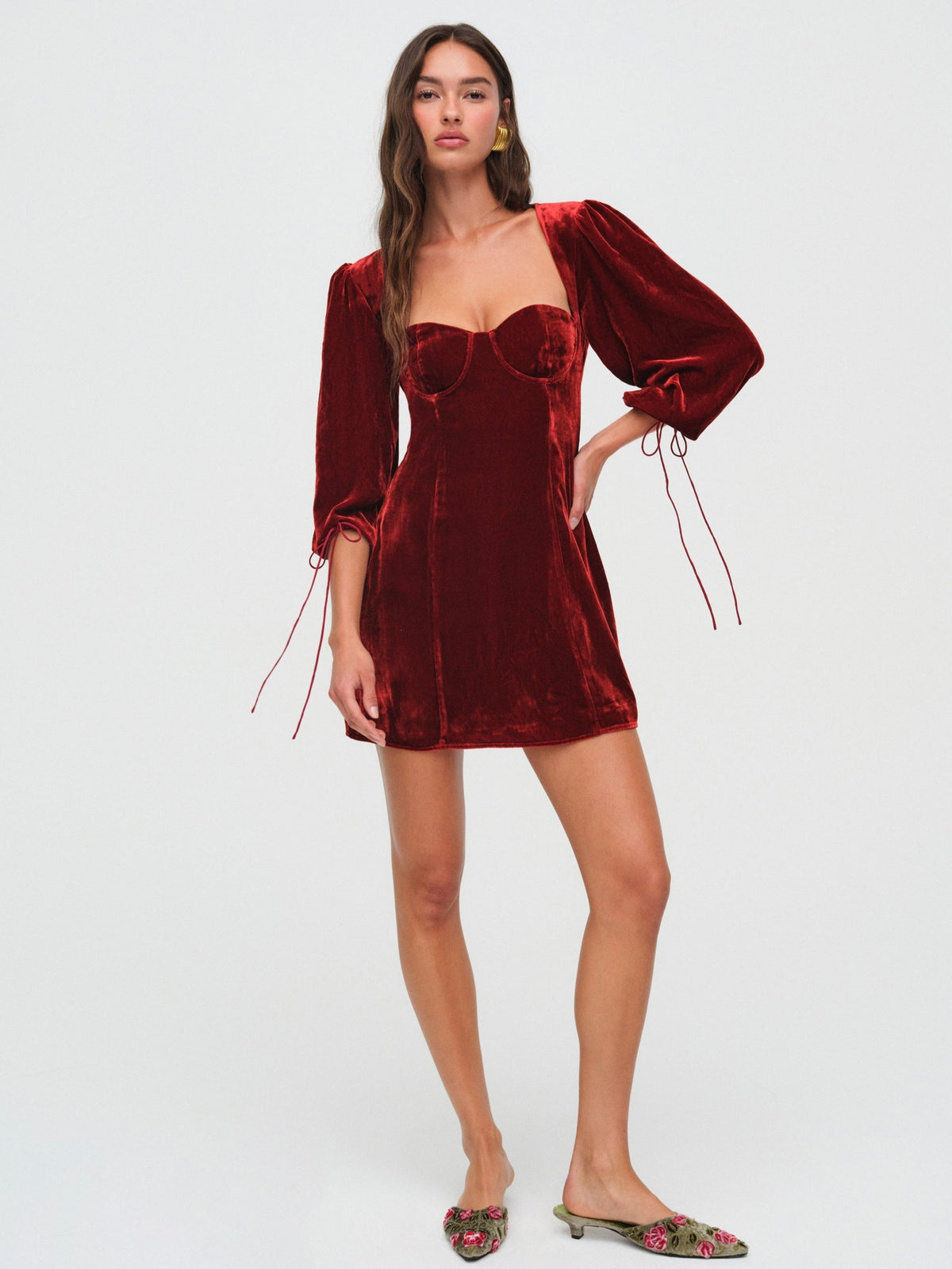 Nadine Velvet Mini Dress Red - For Love & Lemons