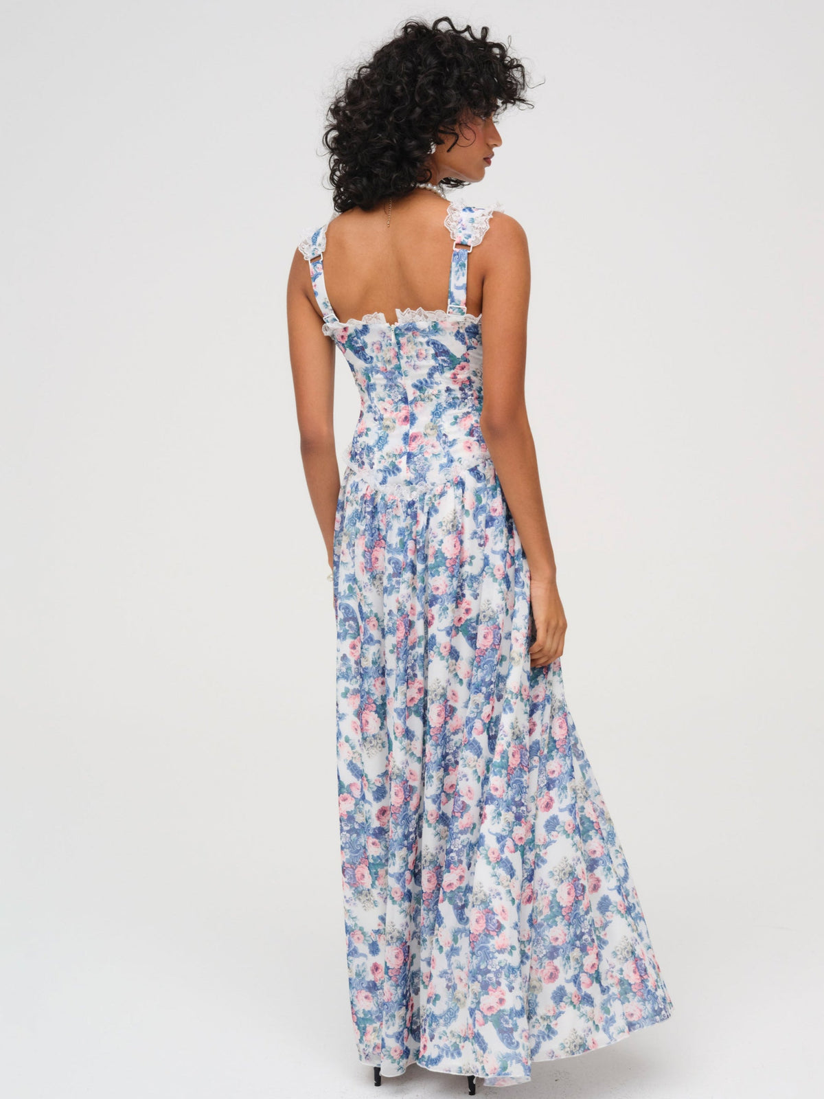 Audrey Floral Maxi Dress Blue - For Love & Lemons