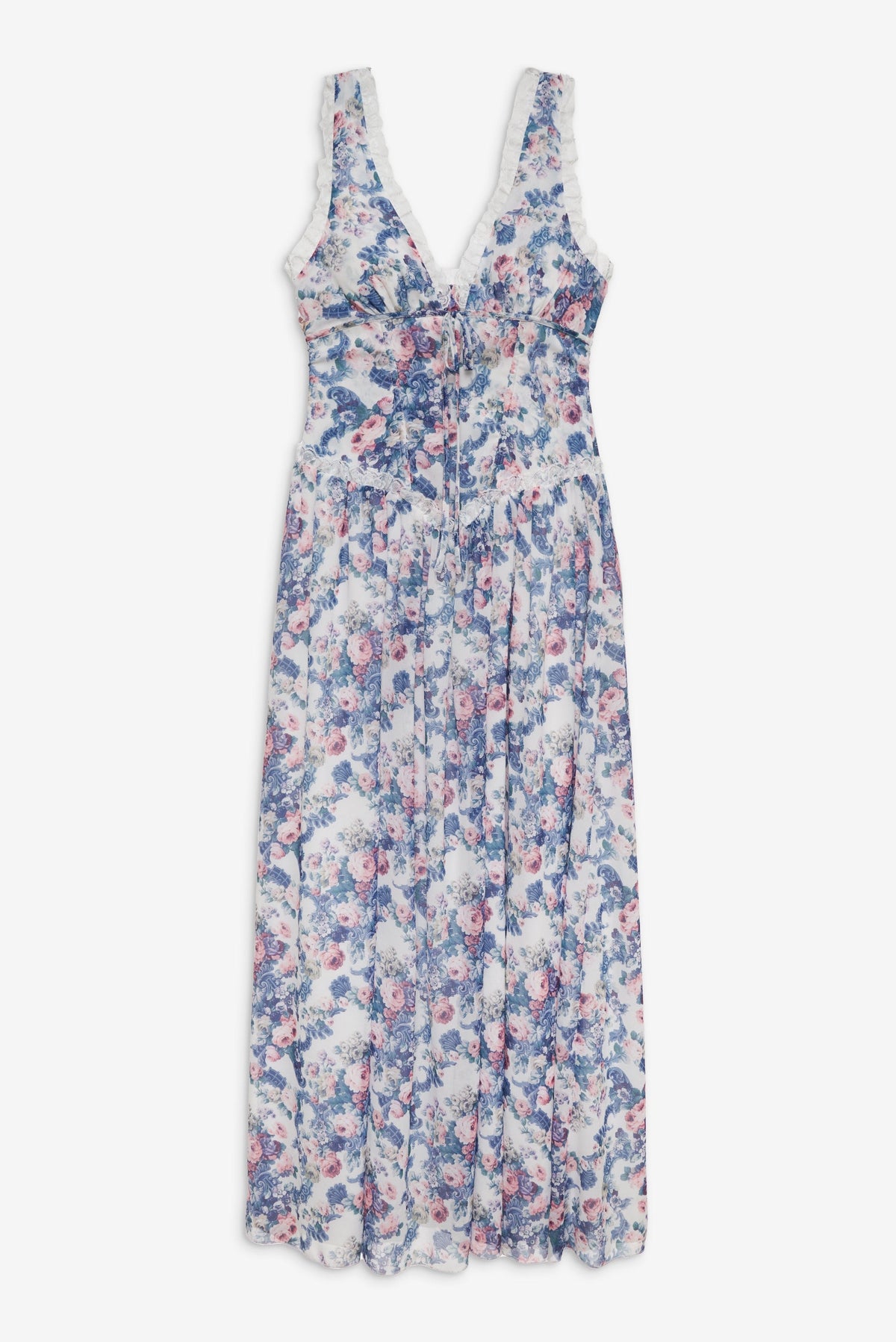 Audrey Floral Maxi Dress Blue - For Love & Lemons