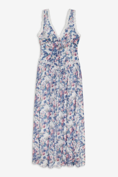 Audrey Floral Maxi Dress Blue - For Love & Lemons