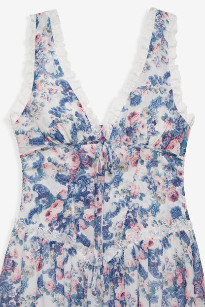Audrey Floral Maxi Dress Blue - For Love & Lemons