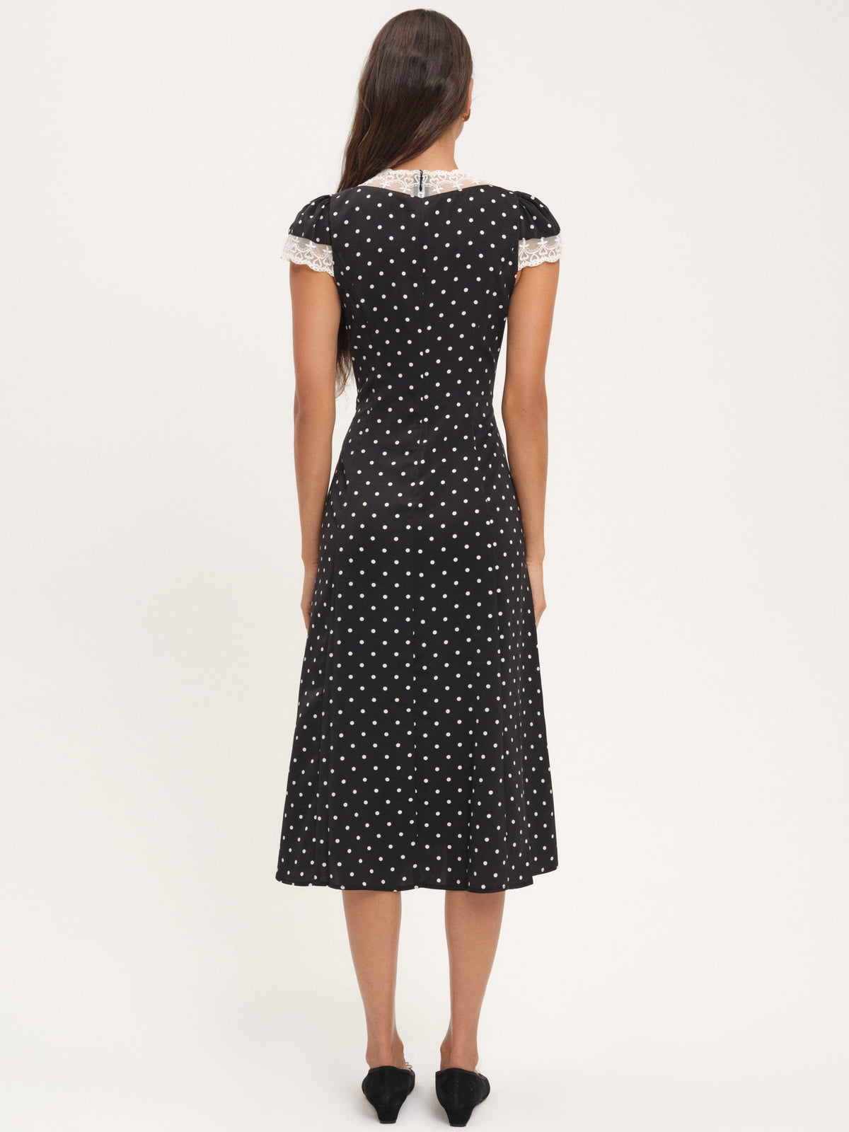 Cross Your Heart Midi Dress Black Dot - For Love & Lemons