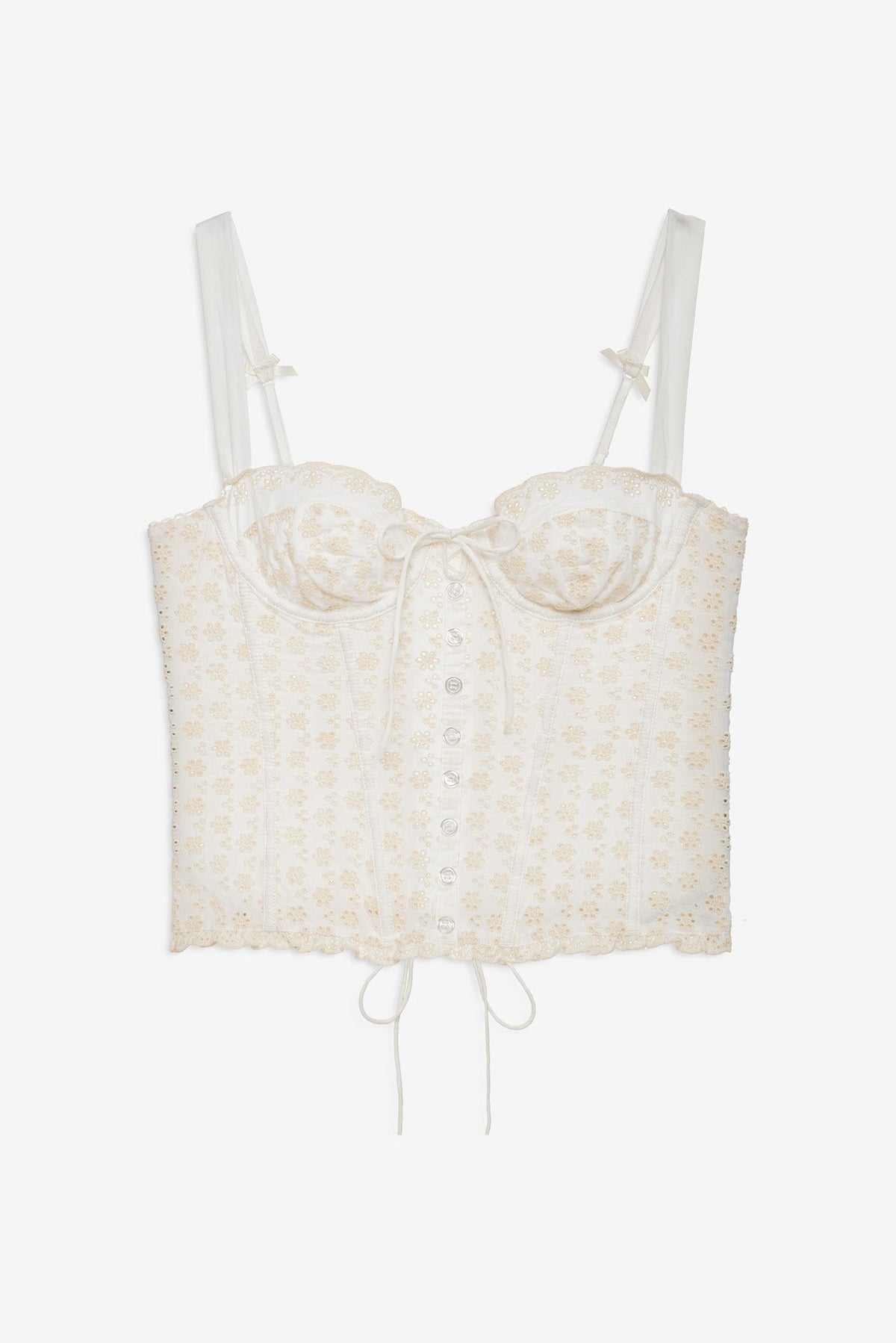 Eyelet Rose Bustier Off White - For Love & Lemons