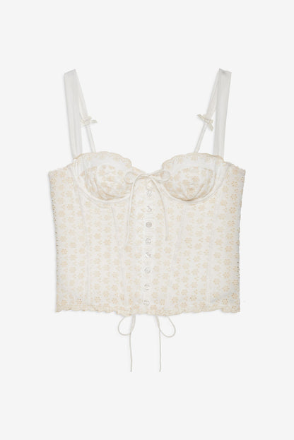 Eyelet Rose Bustier Off White - For Love & Lemons