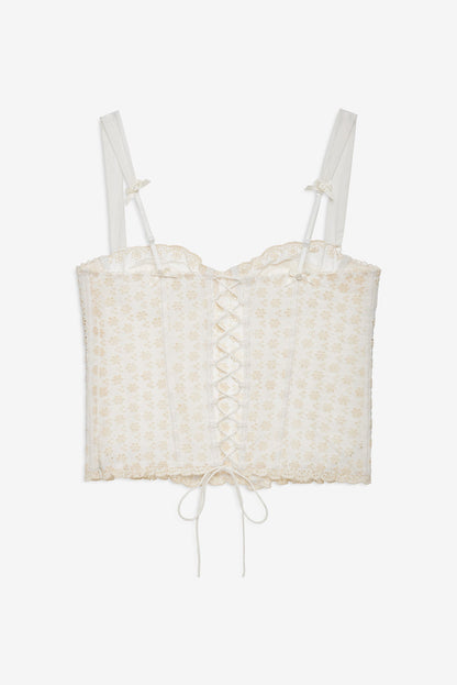 Eyelet Rose Bustier Off White - For Love & Lemons