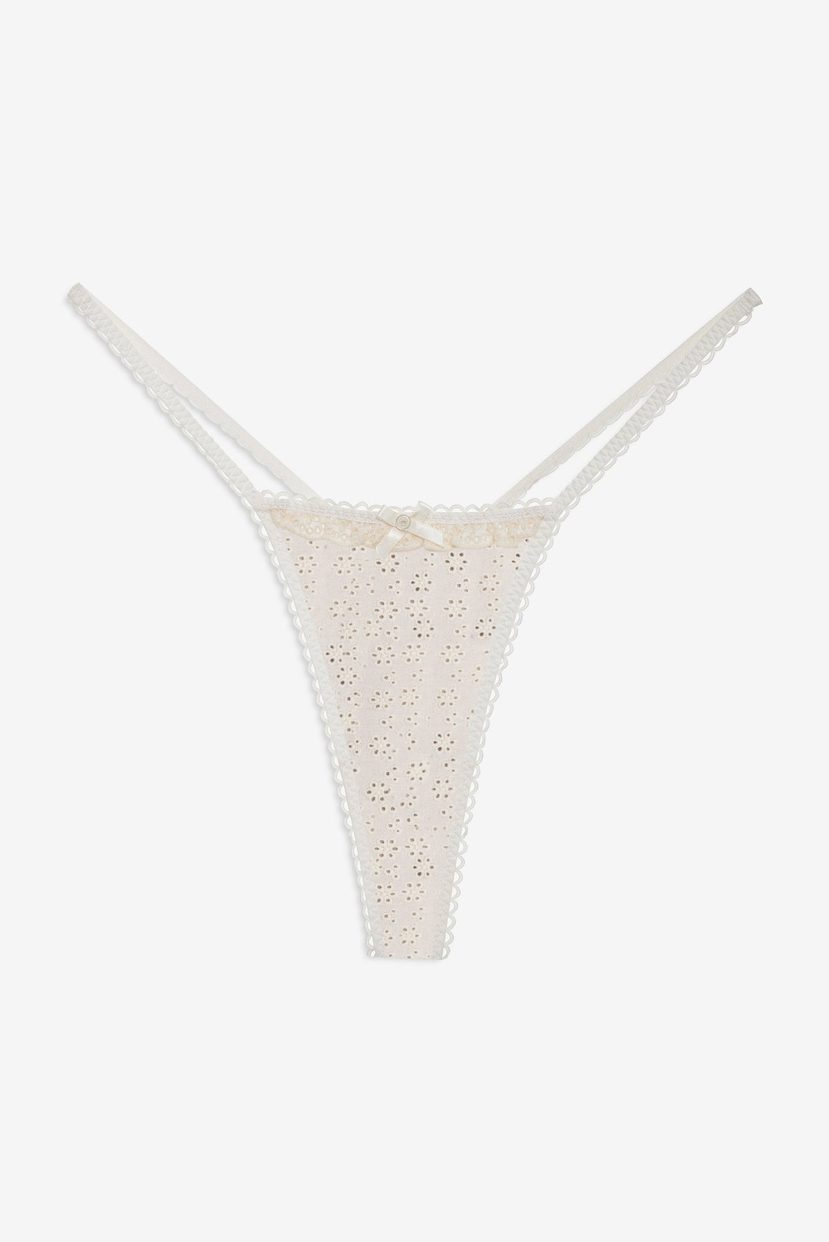Eyelet Rose Thong Panty Off White - For Love & Lemons