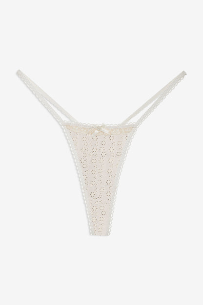Eyelet Rose Thong Panty Off White - For Love & Lemons