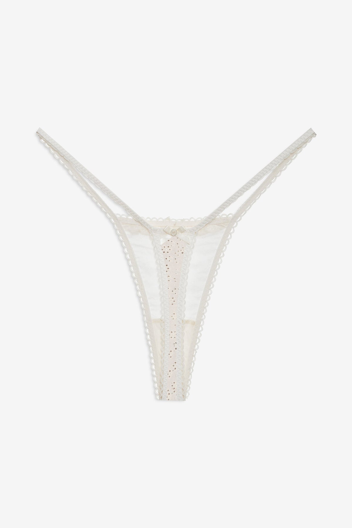 Eyelet Rose Thong Panty Off White - For Love & Lemons