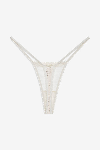 Eyelet Rose Thong Panty Off White - For Love & Lemons