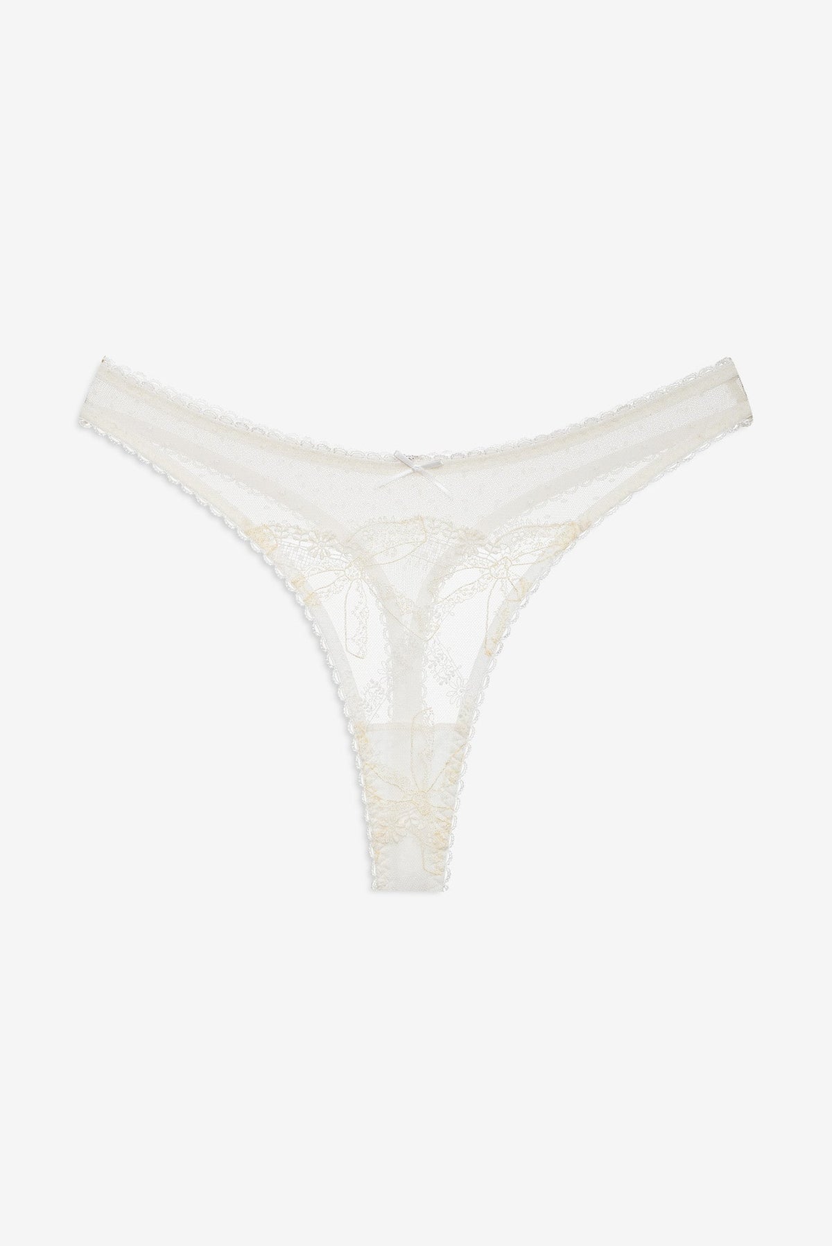Chantilly Bows Thong Panty Tan - For Love & Lemons