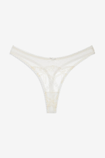 Chantilly Bows Thong Panty Tan - For Love & Lemons