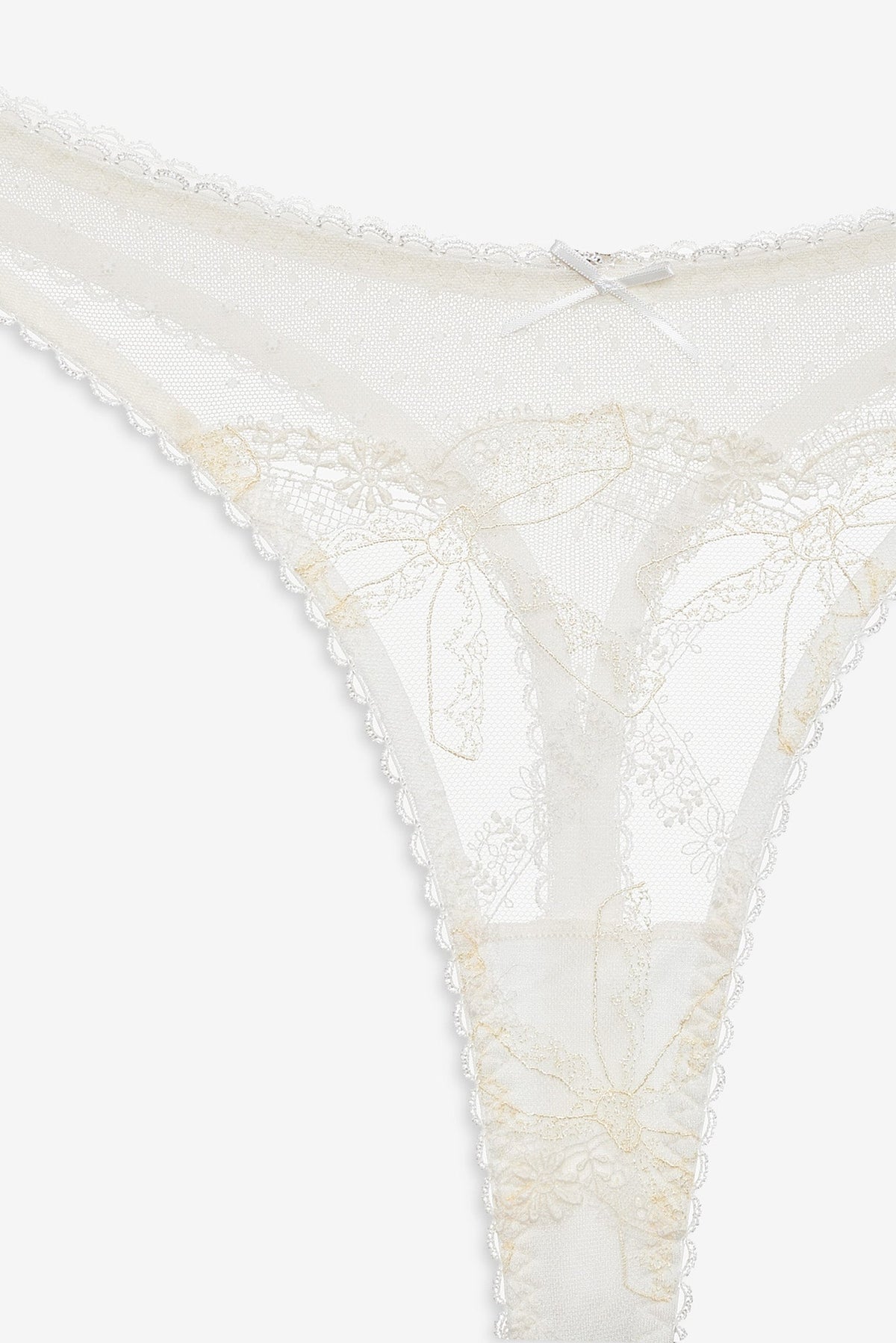 Chantilly Bows Thong Panty Tan - For Love & Lemons