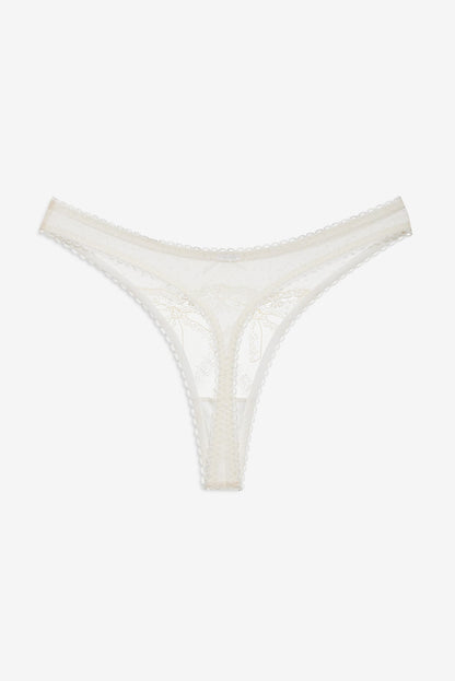 Chantilly Bows Thong Panty Tan - For Love & Lemons