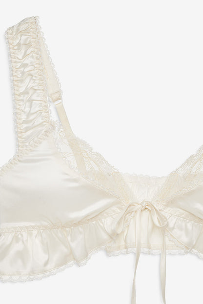 Chantilly Bows Ruffle Bralette Tan - For Love & Lemons