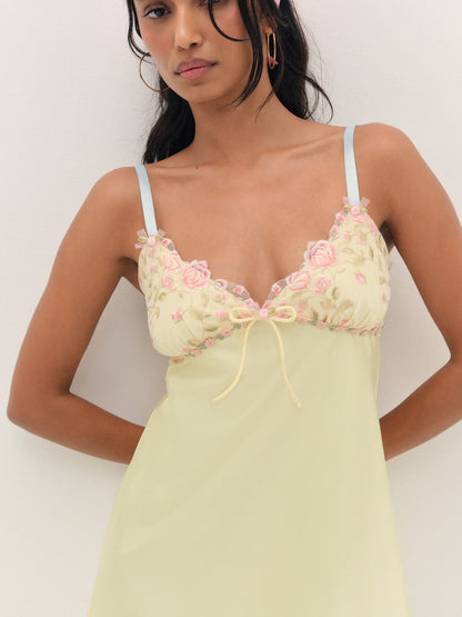 Twilight Rose Slip Dress Pale Yellow - For Love & Lemons