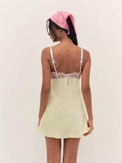 Twilight Rose Slip Dress Pale Yellow - For Love & Lemons