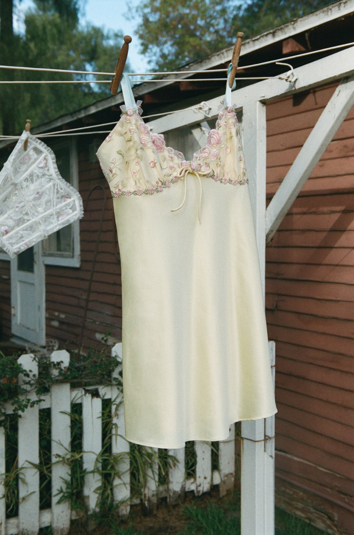 Twilight Rose Slip Dress Pale Yellow - For Love & Lemons
