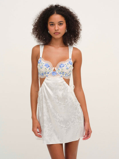 Festival Rose Slip Dress Blue - For Love & Lemons