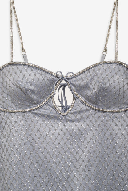 Glitter Slip Dress Silver - For Love & Lemons